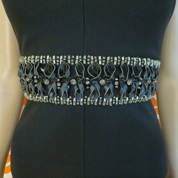 Topshop Black Fitted Rhinestone Dress 2 - Picture 2 of 3